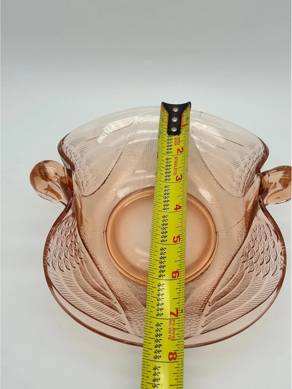 Pink Depression Glass Double Head Swan Candy Dish